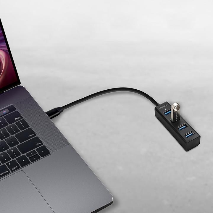 Produktbild Axagon HUE-M1C Superspeed USB-C Mini Hub, 4x USB 3.0 (USB-C, 4 Ports)