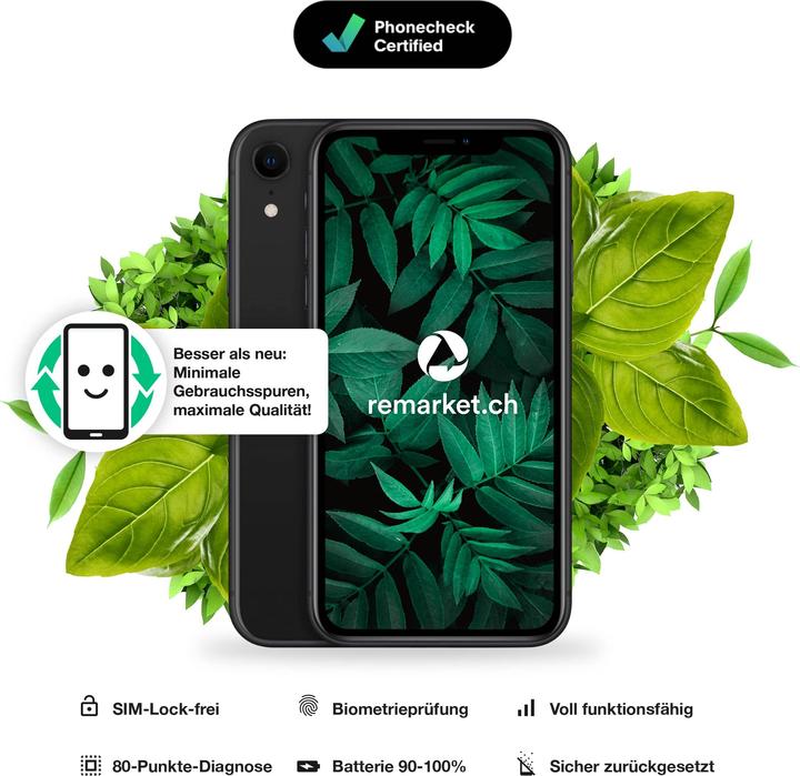 Produktbild remarket.ch iPhone Xr (128 GB, Schwarz, 6.10", 12 Mpx, C / Gut)