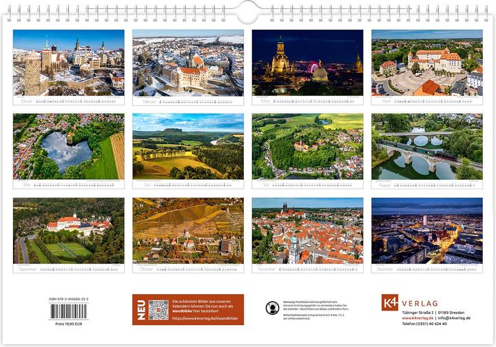 Image du produit Kalender Sachsen von oben 2026 - Luftaufnahmen (45 x 30 cm, Allemand)