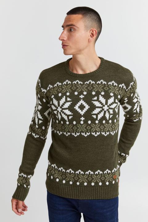 Image du produit Solid Norwig Pull En Grosse Maille Pull-Over Tricot Pour Homme Avec Encolure Rond (S)