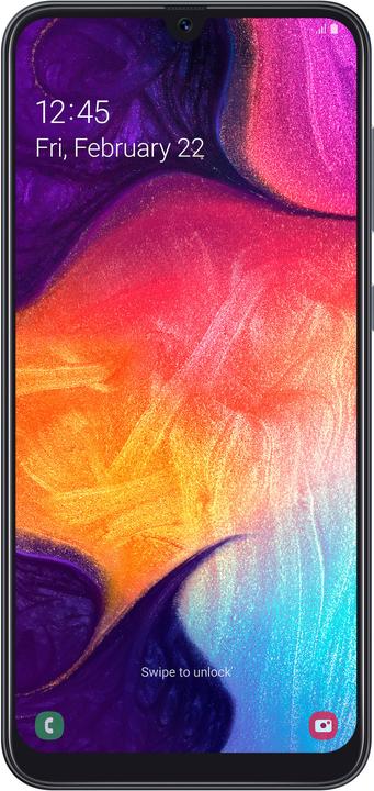 Actual product image Samsung Galaxy A50 DE-Version (128 GB, Black, 6.40", Hybrid Dual SIM, 25 Mpx, 4G)