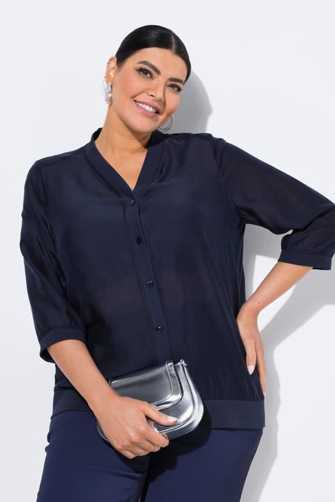 Produktbild Ulla Popken Blouson, leicht transparent, V-Ausschnitt, 3/4-Arm (62)