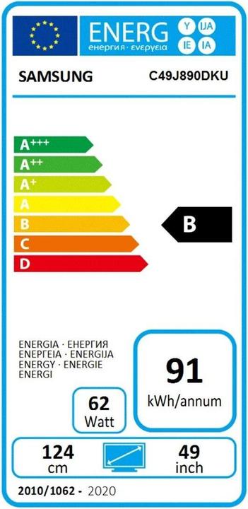 Energy Label Samsung C49j890dku (3840 x 1080 pixels, 49")