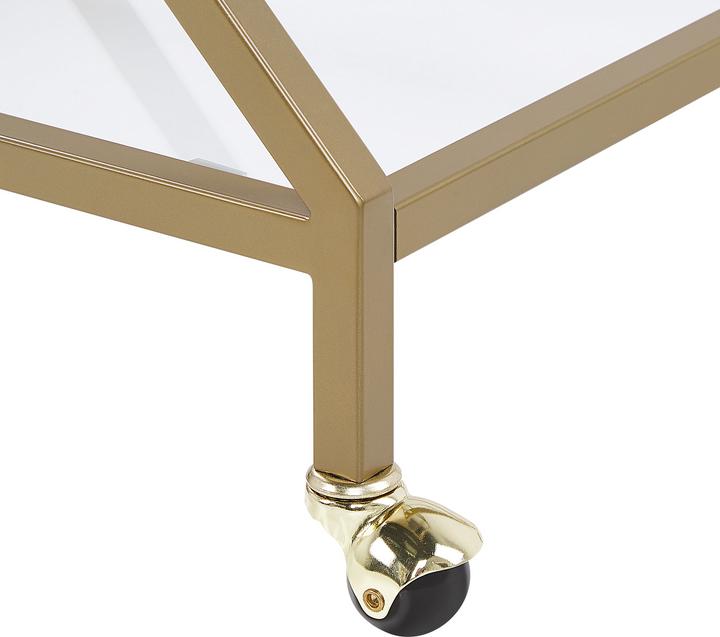 Actual product image Beliani Serving trolley metal / glass gold 2 shelves IVERA