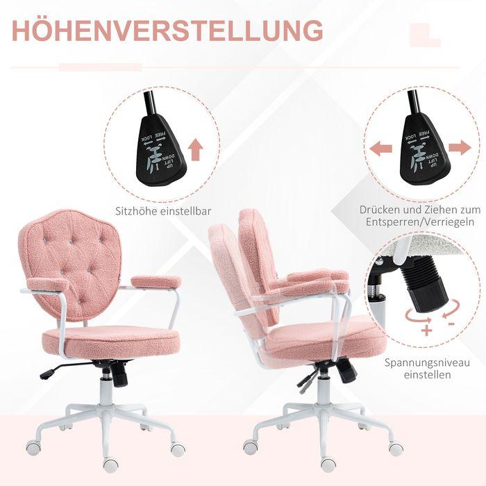 Produktbild Swisshandel24 Bürostuhl, Ergonomisch Schreibtischstuhl mit Wippfunktion, Drehbar, Rosa