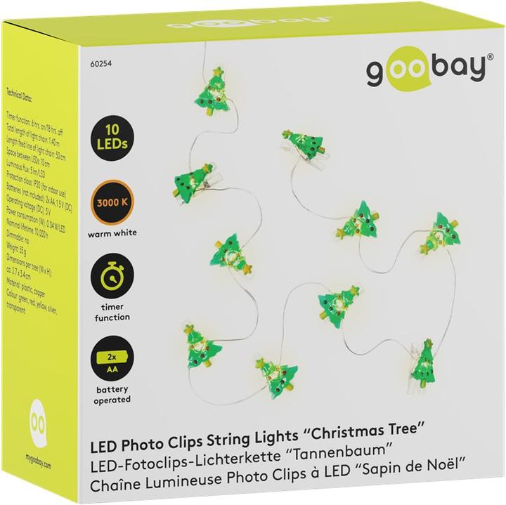 Produktbild Goobay 10er LED-Fotoclips-Lichterkette "Tannenbaum" (1.40 m)