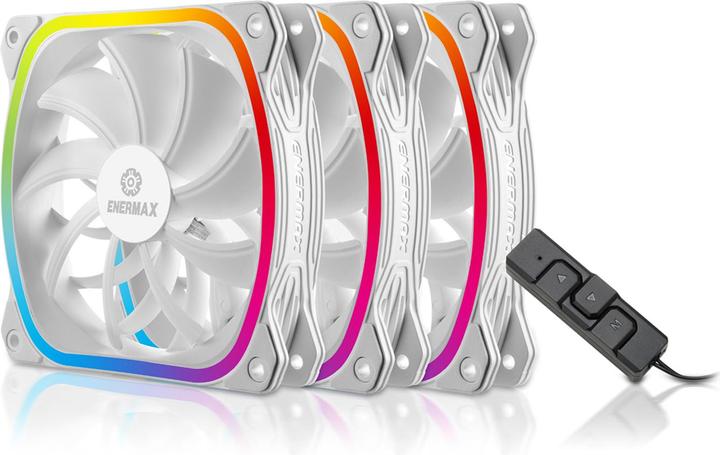 Actual product image Enermax PC Fan SquA RGB White 3-Pack with RGB Control Box (120 mm, 3 x)