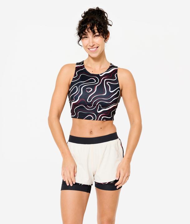 Domyos Crop Top Damen - schwarz