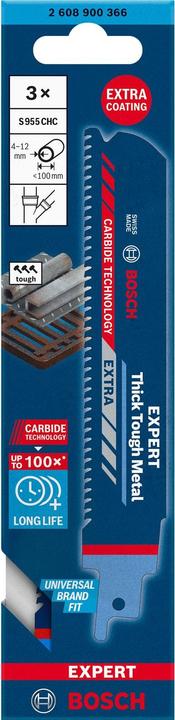 Immagine prodotto Bosch Professional Zubehör Lama per sega alternata EXPERT Thick Tough Metal S 955 CHC 3 pezzi per seghe alternative