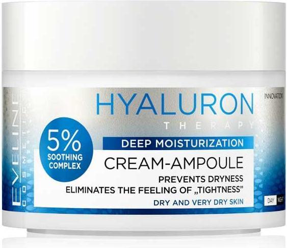 Actual product image Eveline Hyaluron Deeply Moisturizing Cream-Ampoule 5% Soothing Complex 50ml (50 ml, Day cream)