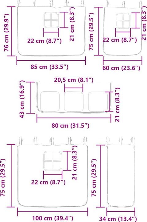 Image du produit VidaXL Lit superposé pour enfant avec rideaux Rose (90 x 190 cm)
