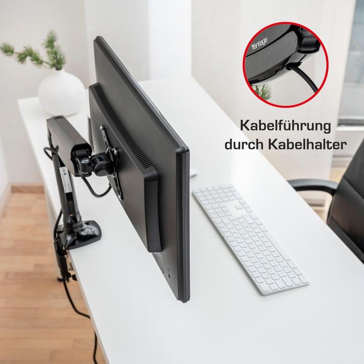 Produktbild Vantage Monitorarm single Gas 75x100 -9kg 27" schwarz (Tisch, 27")