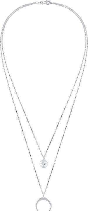Immagine prodotto Elli Collana Strato Mezzaluna Stella Piastra Zirconia Argento 925 (Zirconia, Argento 925, 45 cm)