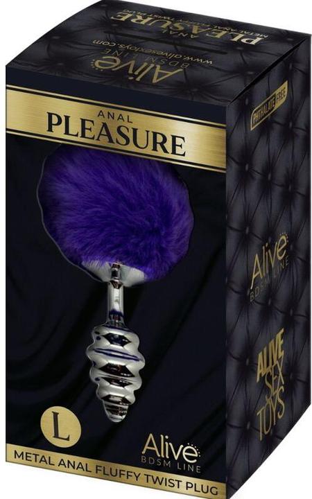 Actual product image Alive Anal-Pleasure-Spiral-Metal-Fluffy-Dark-Violet Size L