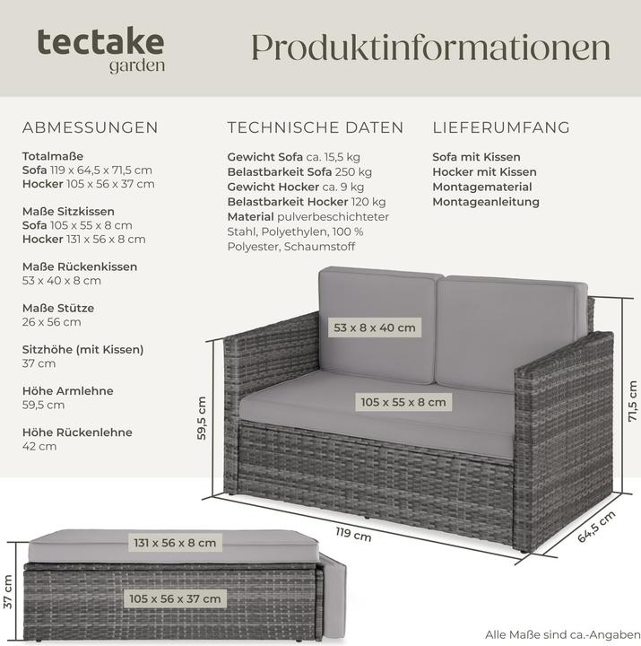 Actual product image tectake Rattan sofa Corfu, variant 2