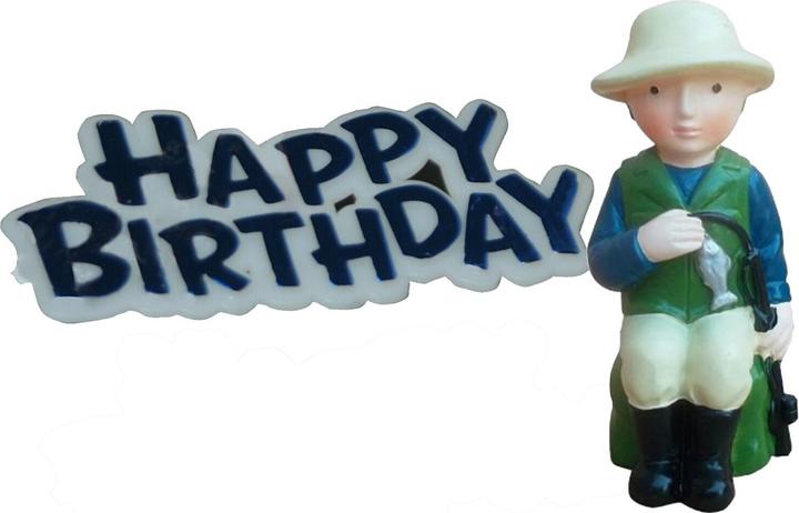 Produktbild Creative Tortenaufsatz Angler mit Schriftzug Happy Birthday
