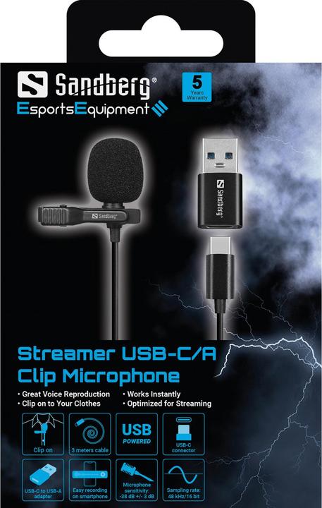 Actual product image Sandberg Streamer USB Clip Microphone