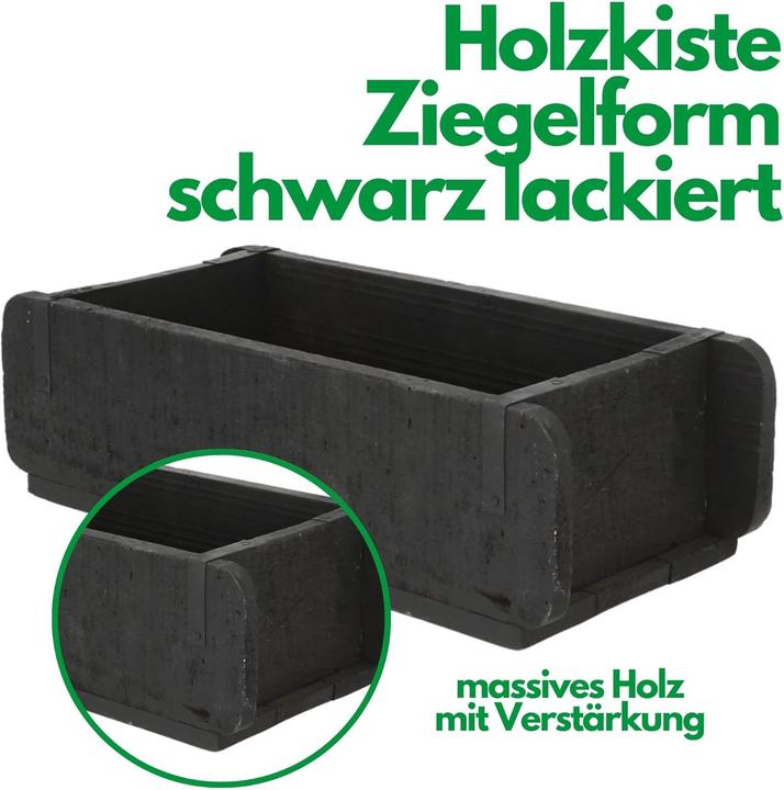 Produktbild Novaliv Holzkiste Vintage Schwarz 30 x 15 x 10 cm Alte Ziegelform Holz EIN KAMMER Allzweckkiste aus (30 x 15 x 10 cm)