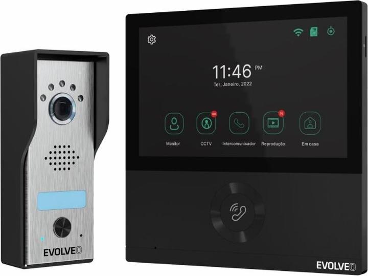 Actual product image Evolveo DoorPhone AHD7, Sada domácího WiFi videotelefonu s ovládáním brány nebo dveří černý monitor (Cable, Wireless)