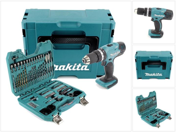 Actual product image Makita DHP 453 ZJ Battery impact drill 18V 42Nm in Makpac + 100 pcs. bits, drills & sockets (Rechargeable battery operated)