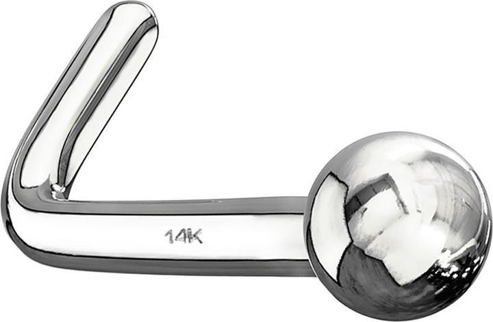 Star Piercing Nasenstecker gewinkelt 14k weissgold mit Kugel (14k Gold, ohne Messing)