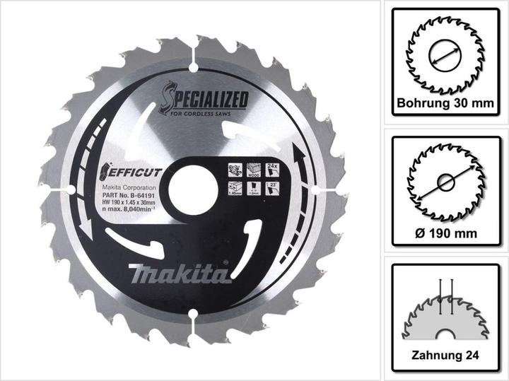 Immagine prodotto Makita Lama EFFICUT 190x30mmx24 denti