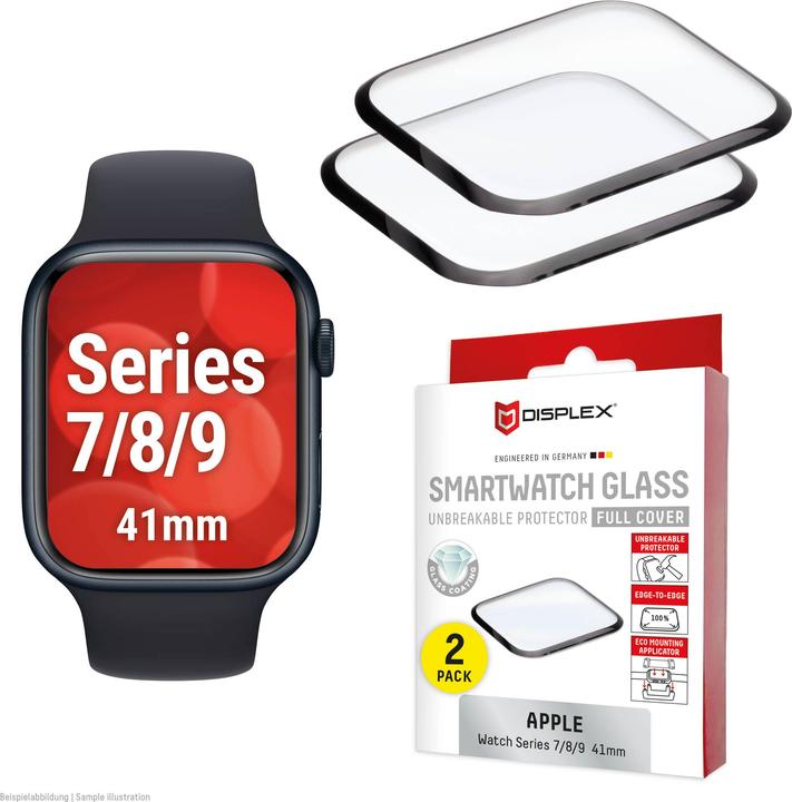 Produktbild Displex Full Cover Schutzfolie, Full Cover Watch Glass, Doppelpack