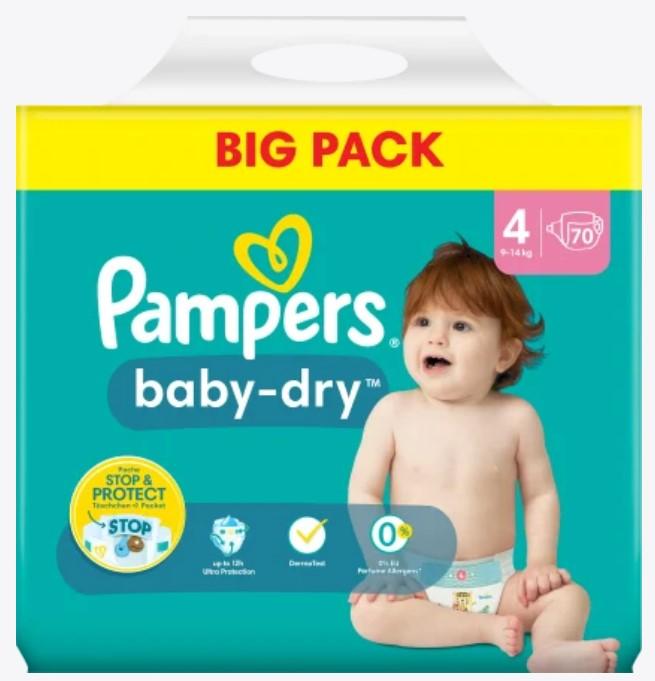 Produktbild Pampers Baby Dry Gr.4 Maxi 9-14kg Big Pack (Gr. 4, Tragepack, 70 Stück)
