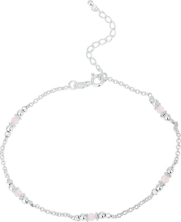 Leyda Fusskette Rosenquarz (Stein, Silber 925, 26 cm)