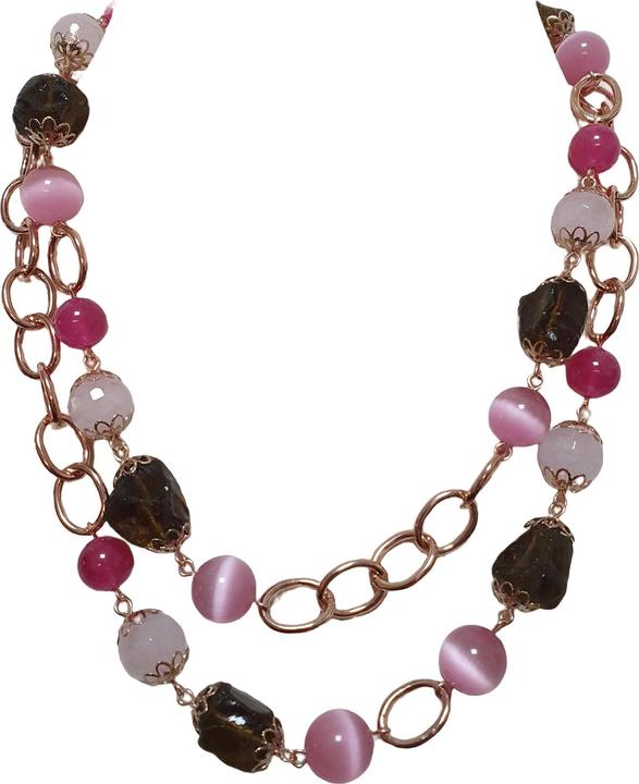 Actual product image L'Officiel Collana rosa con agate colorate