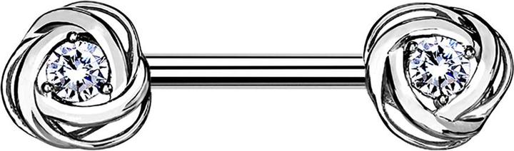Star Piercing Barbell silber Rosenblüte Kristall silber (Chirurgenstahl 316L, Messing)
