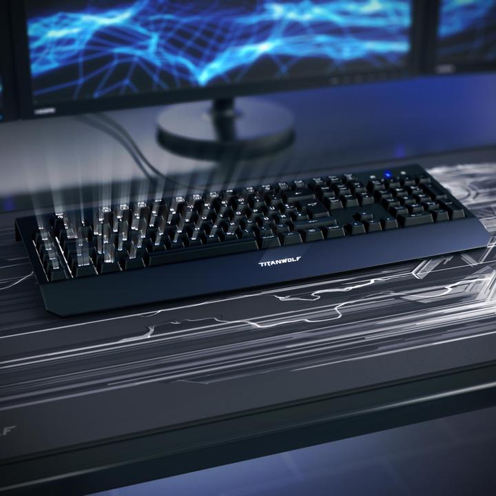 Produktbild Titanwolf Gaming Tastatur "Enforcer" mechanisch, LED Beleuchtung / QWERTZ / Keyboard mit Kailh Blue Switches (DE, Kabelgebunden)