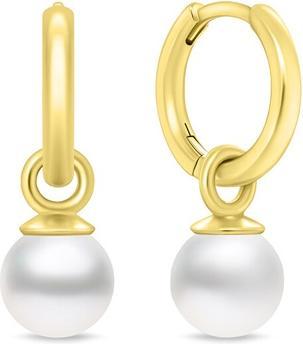 Brilio Silver - Gold-plated hoop earrings 2 in 1 with synthetic Majorica pearl EA988Y