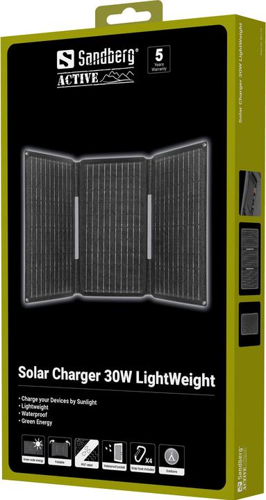 Actual product image Sandberg Solar Charger 30W LightWeight (30 W, 0.70 kg)