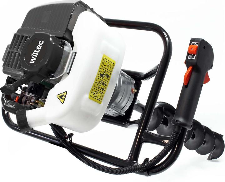 Produktbild Wiltec Set Erdlochbohrer 1,4kW 250mm 300mm Bohrschnecken 52cm³ Erdbohrgerät Benzin