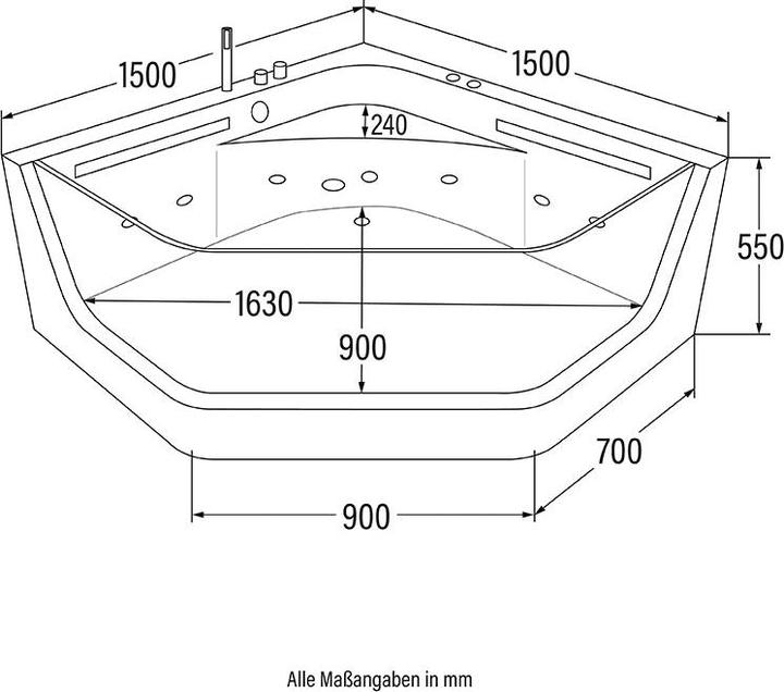 Actual product image Home Deluxe Whirlpool bath INFINITY XL coloured light therapy - 150x150x55cm (150 cm, 150 cm)