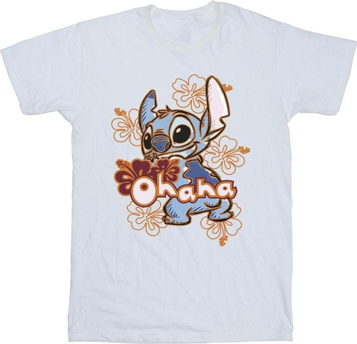 Disney Lilo And Stitch Ohana Orange Hibiscus TShirt Mädchen