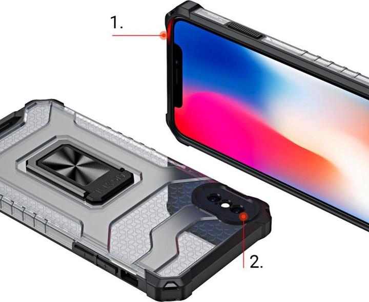 Immagine prodotto Hurtel Anello di cristallo Custodia Kickstand Tough Rugged Cover per iPhone XS Max rosso (Apple iPhone XS Max)