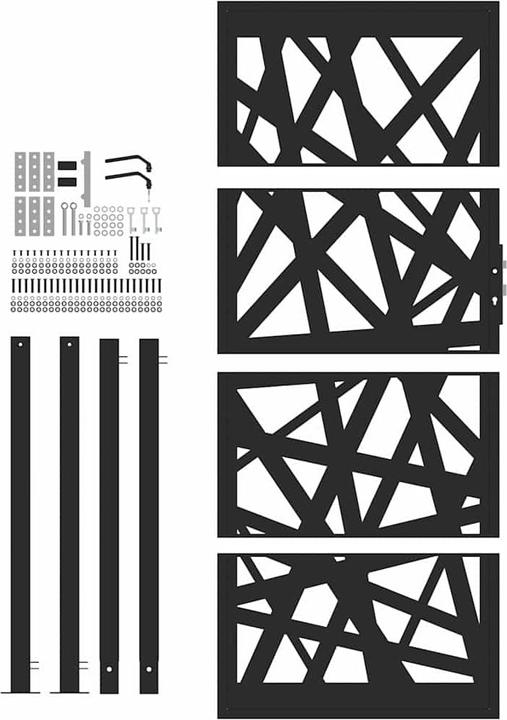 Produktbild VidaXL Gartentor Schwarz 105x205 cm Stahl Lichtdesign Zauntor Outdoor Tor