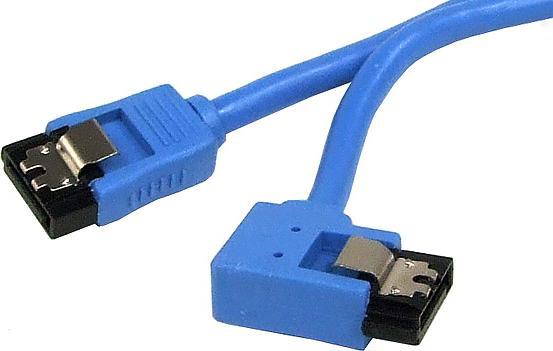 Produktbild Aquatuning SATA Anschlusskabel 50cm abgewinkelt links Blau, mit Sicherh