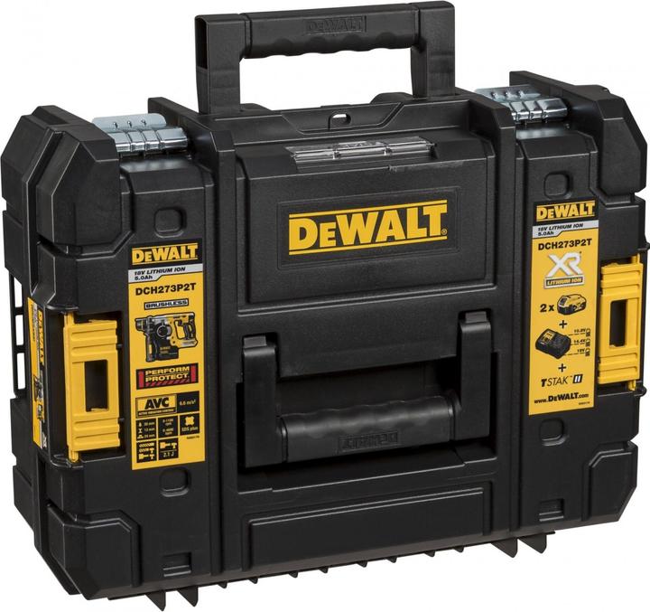 Produktbild DeWalt SDS-PLUS BOHRHAMMER 18V 2,1J 2 x 5,0Ah XR LI-ION KURZHAMMER TSTAK DCH273P2T (Akkubetrieb)