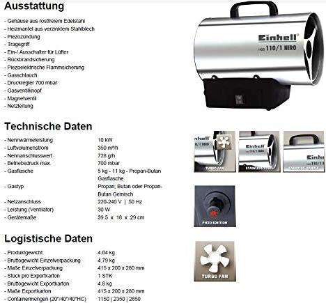 Actual product image Einhell HGG 110/1 Niro (DE/AT) Heissluftgenerator (30 W)