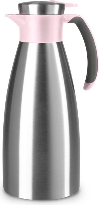 Actual product image Emsa Vacuum jug SOFT GRIP, 1.5 litre, stainless steel / pink One-handed operation with quick-tip (1.50 l)