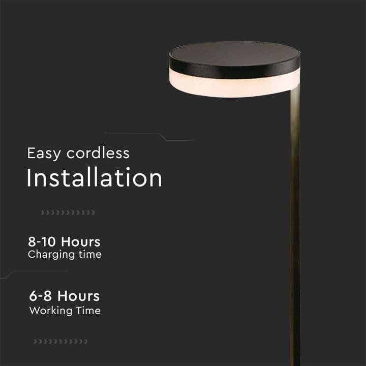 Produktbild V-TAC Solar LED-Poller-Aussenleuchte VT-1137, 2 W, 3000 K, IP54, schwarz (IP54)