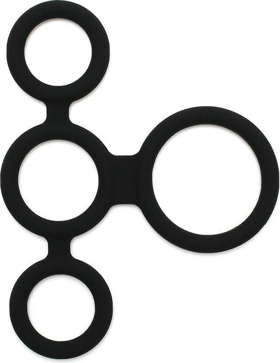 Produktbild Rimba Latex Play - Quatro Cock Ring und Ball Splitter - Schwarz (4 cm)