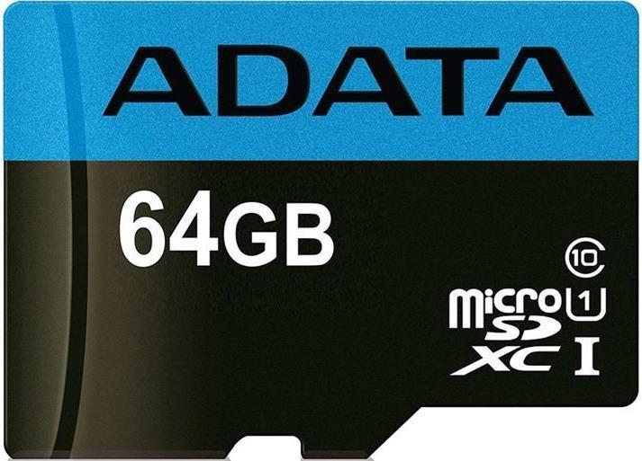 Adata Premier Flash memory card (microSDXC to SD adapter included) (64 GB, microSDXC, U1, UHS-I)