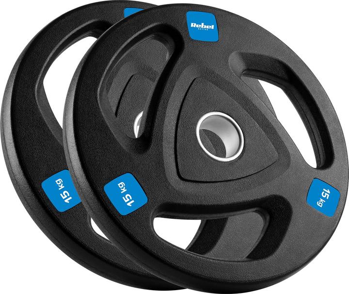 Rebel Rubberised cast iron weight set 2x15kg Olympic hole 51mm ACTIVE (2 x 15 kg)
