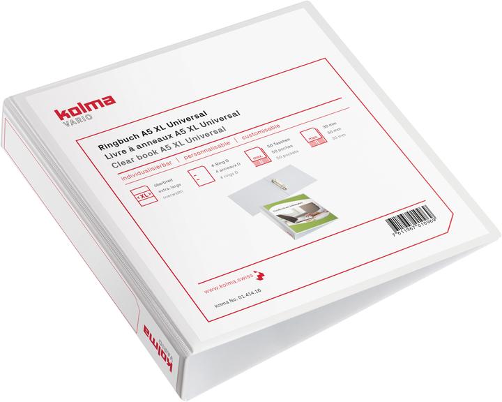 Actual product image Kolma Ring binder Vario A5 XL 2 rings filling height 3 cm white (A5, 47 mm, 1 Piece)