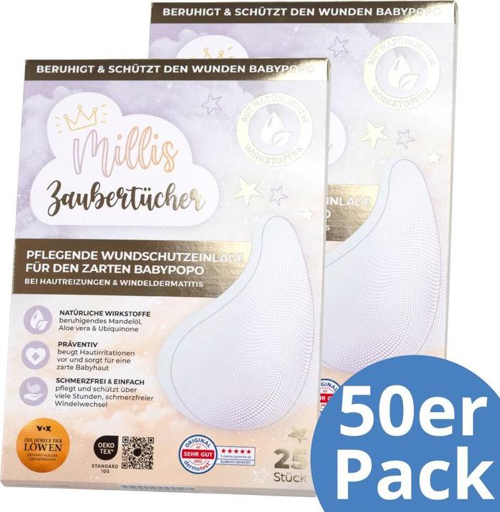 Produktbild Millis Windeleinlage / Zaubertücher 50er Pack - pflegende Wickelzubehör (One Size, 50 Stück)