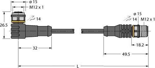 Immagine prodotto Turck Cavo attuatore e sensore Cavo di collegamento PUR WKC4.4T-P7X3.2-7.5-RSC4 (7.50 m)